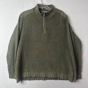 Carbon 2 Cobalt Sweater Men L‎ 1/4 Zip Thick Military Green Pullover Fisherman